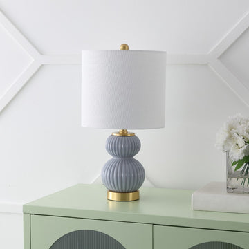 Daphne 20" Ribbed Metal/Glass LED Table Lamp
